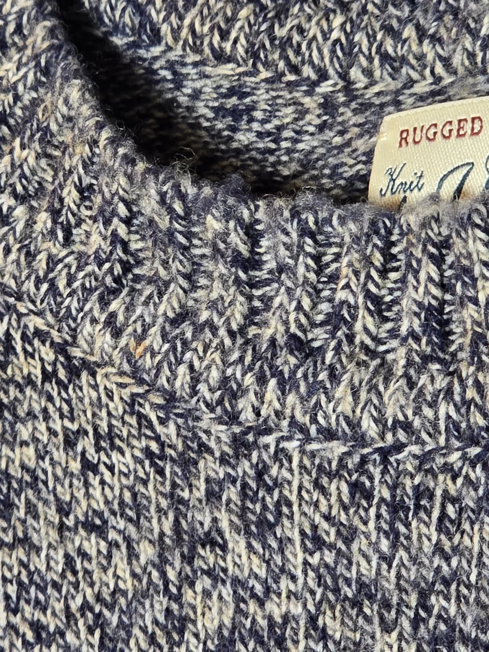 J Crew Marled Rugged Merino Wool Navy Speckled Crewneck Sweater, Sz M